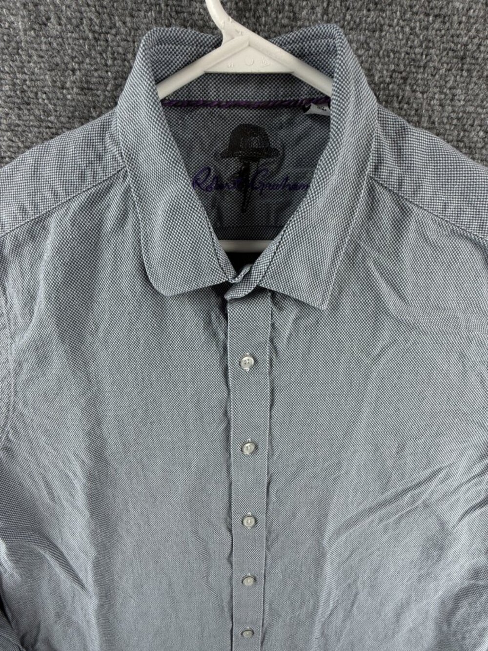 Robert Graham Cotton Large Check Blue Heavyweight Button Up Mens Shirt Spread